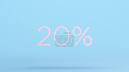 Photo for Pink 20% Percent Sign Text Business Sale Price Off 20 % Twenty Discount Symbol Kitsch Blue Background 3d illustration render digital rendering - Royalty Free Image