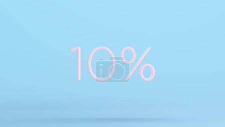 Photo for Pink 10% Percent Sign Text Business Sale Price Off 10 % Ten Discount Symbol Kitsch Blue Background 3d illustration render digital rendering - Royalty Free Image