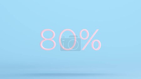 Photo for Pink 80% Percent Sign Text Business Sale Price Off 80 % Ten Discount Symbol Kitsch Blue Background 3d illustration render digital rendering - Royalty Free Image