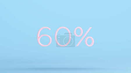 Photo for Pink 60% Percent Sign Text Business Sale Price Off 60 % Ten Discount Symbol Kitsch Blue Background 3d illustration render digital rendering - Royalty Free Image
