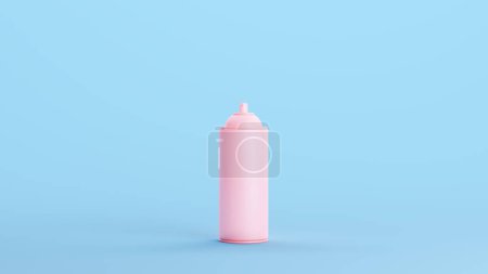 Photo for Pink Spray Can Aerosol Paint Spray Paint Pressurized Container Valve Button Simple Kitsch Blue Background 3d illustration render digital rendering - Royalty Free Image