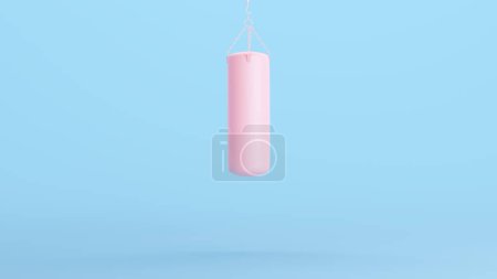Foto de Pink Punch Bag Punching Bag Boxeo Gimnasio Entrenamiento Fitness Estilo acolchado Kitsch Azul Fondo 3d ilustración renderizado digital - Imagen libre de derechos