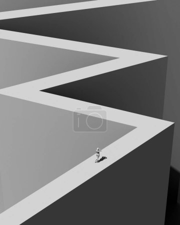 Photo for Journey Way Up Pathway Challenge Freedom Trapped Alone Grey Mental Health Dreamlike Aesthetic 3d illustration render - Royalty Free Image