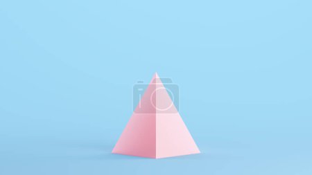 Photo for Pink Pyramid Geometric Shape Solid Face Structure Kitsch Blue Background 3d illustration render digital rendering - Royalty Free Image