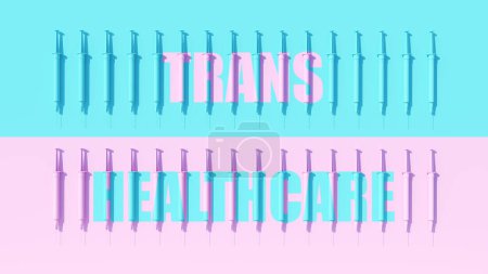 Téléchargez les photos : Trans Soins de santé Bleu Rose Transgenre Santé Genre Seringue Hormone Médicaments Soins aux patients Illustration 3D rendre le rendu numérique - en image libre de droit
