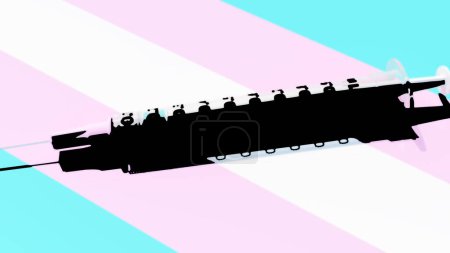 Téléchargez les photos : Seringue drapeau transgenre Soins médicaux Rose Bleu Blanc Noir Imprimer Hormones trans Cross Sex Illustration 3D rendre rendu numérique - en image libre de droit