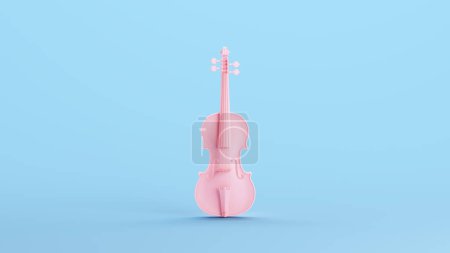 Photo for Pink Violin Classic Fiddle Musical Instrument Strings Audio Baroque Kitsch Blue Background 3d illustration render digital rendering - Royalty Free Image