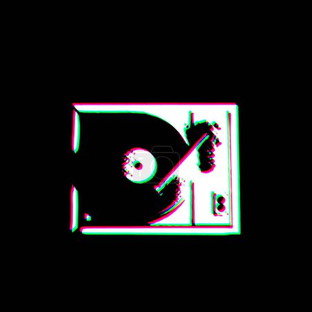 Téléchargez les photos : White Black Record Player Turntable Music Grudge Scratched Dirty Punk Style Imprimer Culture Symbole Forme Graphique Rouge Vert illustration - en image libre de droit