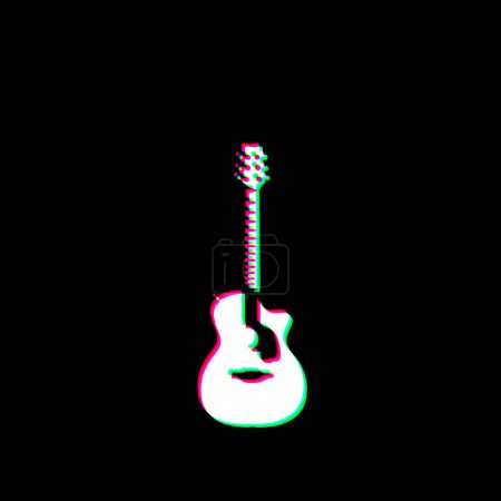 Foto de Blanco Negro Guitarra Acústico Eléctrico Instrumento Musical Rencor Rasguñado Sucio Punk Estilo Imprimir Cultura Símbolo Forma Gráfico Rojo Verde Ilustración - Imagen libre de derechos