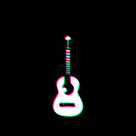 Téléchargez les photos : Blanc Noir Guitare Acoustique Instrument de Musique Grudge Scratched Dirty Punk Style Imprimer Culture Symbole Forme Graphique Rouge Vert illustration - en image libre de droit