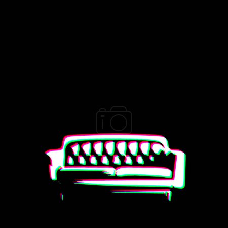 Photo for White Black Sofa Couch Grudge Scratched Dirty Punk Style Print Culture Symbol Shape Graphic Red Green illustration - Royalty Free Image
