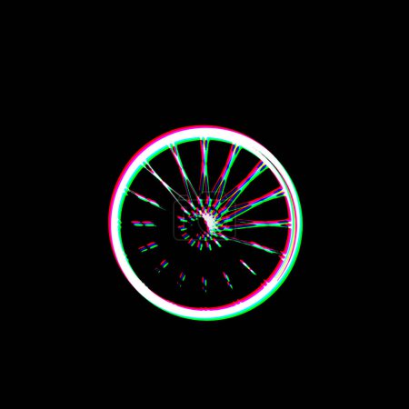 Photo for White Black Bicycle Wheel Grudge Scratched Dirty Style Punk Print Symbol illustration - Royalty Free Image