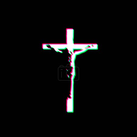 Foto de Blanco Negro Jesucristo Crucifixión Cruz Rencor Rasguñado Estilo Sucio Punk Imprimir Símbolo Ilustración - Imagen libre de derechos