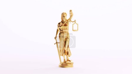 Téléchargez les photos : Gold Golden Woman Lady Justice Scales Protection Balance Système judiciaire Art Richesse Blanc Arrière-plan 3d illustration rendre rendu numérique - en image libre de droit