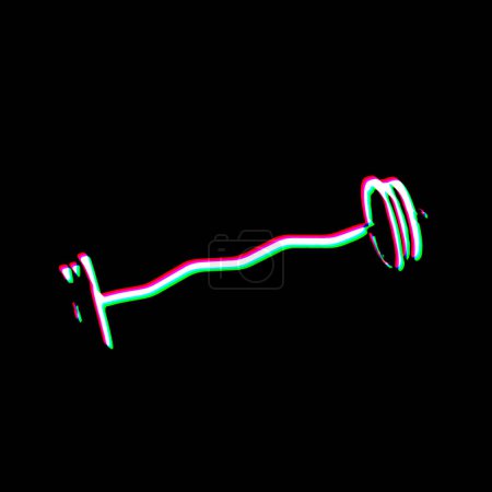 Photo for White Black Barbell Weight Training Grudge Scratched Dirty Punk Style Print Culture Symbol Shape Graphic Red Green illustration - Royalty Free Image