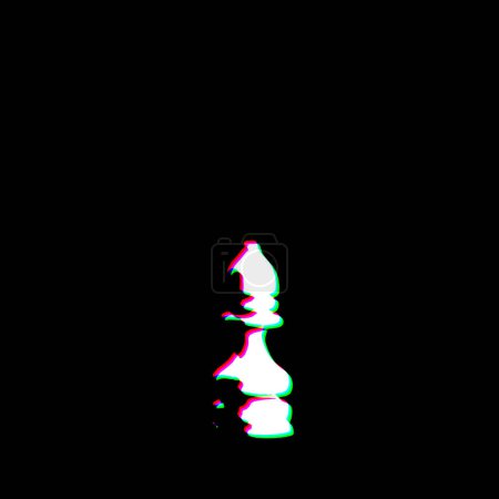 Photo for White Black Chess Piece Bishop Grudge Scratched Dirty Punk Style Print Culture Symbol Shape Graphic Red Green illustration - Royalty Free Image