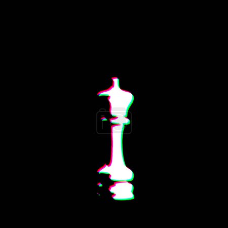 Photo for White Black Chess Piece King Grudge Scratched Dirty Punk Style Print Culture Symbol Shape Graphic Red Green illustration - Royalty Free Image