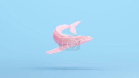 Téléchargez les photos : Baleine rose Grand rorqual à bosse Gen Z Bleu Kitsch Fond Illustration 3D rendre rendu numérique - en image libre de droit