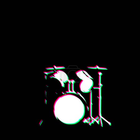 Photo for White Black Drum Kit Music Band Retro Bass Drum Symbol Grudge Scratched Dirty Punk Style Punk Print illustration - Royalty Free Image