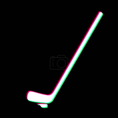White Black Hockey Stick Puck Sports Equipment Punk Style Print Culture Symbol Shape Graphic Red Green illustration