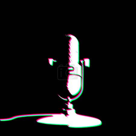 Téléchargez les photos : Blanc Noir Microphone VOIP Enregistrement sonore Ingénierie audio Podcast Style punk Imprimer Culture Symbole Forme Graphique Rouge Vert illustration - en image libre de droit