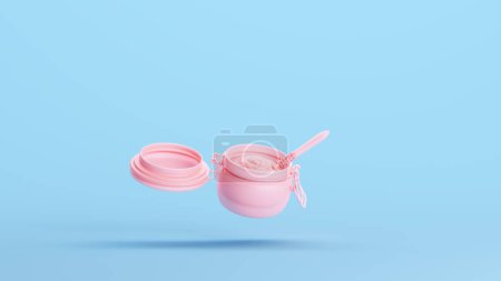 Foto de Contenedor de almacenamiento de alimentos de reserva de utensilios de cocina Pink Mason Jar Floating Kitsch Blue fondo 3d ilustración renderizado digital - Imagen libre de derechos