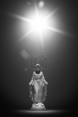 Foto de Virgen María Santa María Madre de Jesús Catolicismo Católico Cristiano Estatua Religiosa Estrella Ilustración 3D renderizado digital - Imagen libre de derechos