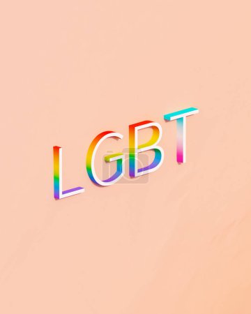 Téléchargez les photos : Lettres LGBT Célébration de la fierté arc-en-ciel Lesbienne Gay Bisexuelle Trans Transgenre Multicolore Pêche Contexte Illustration 3D rendre le rendu numérique - en image libre de droit