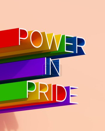 Foto de LGB LGBT LGBTQ LGBTQIAS2 Orgullo en poder Texto en 3D Typescript Abstract Rainbow Celebration Colores Melocotón Fondo Ilustración en 3D renderizado digital - Imagen libre de derechos