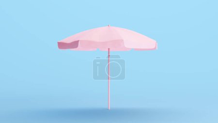 Téléchargez les photos : Parasol rose parasol plage parasol protection pare-soleil vacances d'été vacances Kitsch bleu fond illustration 3d rendre rendu numérique Kitsch bleu fond illustration 3d rendre rendu numérique - en image libre de droit