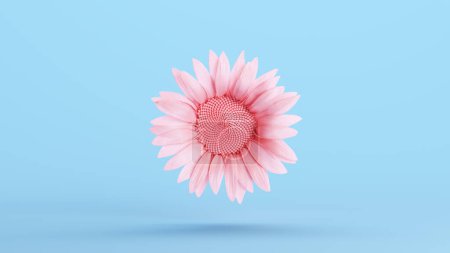 Téléchargez les photos : Rose fleur pétales beauté nature plante fleur tournesol kitsch bleu fond illustration 3d rendre rendu numérique - en image libre de droit