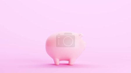 Foto de Rosa piggybank alcancía ahorros finanzas banca símbolo de negocio kitsch fondo vista frontal 3d ilustración renderizado digital - Imagen libre de derechos
