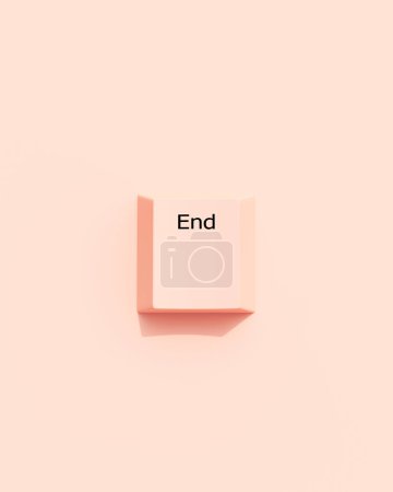 Photo for Peach End keyboard key text sign square tile pale peach background top view 3d illustration render digital rendering - Royalty Free Image