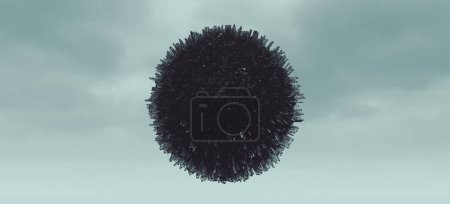 Foto de Esfera de cristales abstractos blanco negro cielo cristal facetas geometría fondo 3d ilustración renderizado digital - Imagen libre de derechos