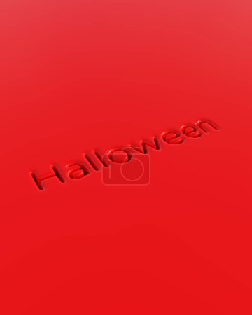 Téléchargez les photos : Rouge Halloween typographie dactylographie doux rond déprimé brillant plastique élégant funky lumineux rouge vif fond 3d illustration rendre - en image libre de droit