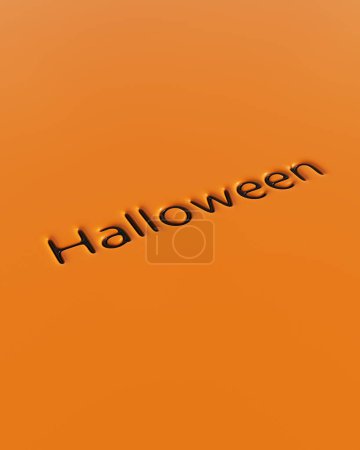 Foto de Tipografía negra de Halloween tipografía naranja fondo redondo suave deprimido brillante plástico 3d ilustración render - Imagen libre de derechos