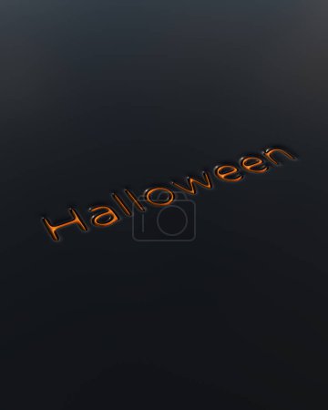 Foto de Tipografía naranja Halloween tipografía fondo negro redondo suave deprimido brillante plástico 3d ilustración render - Imagen libre de derechos