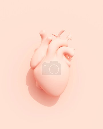 Téléchargez les photos : Coeur humain pêche rose pastel 3d anatomie symbole illustration fond 3d illustration rendre rendu numérique - en image libre de droit