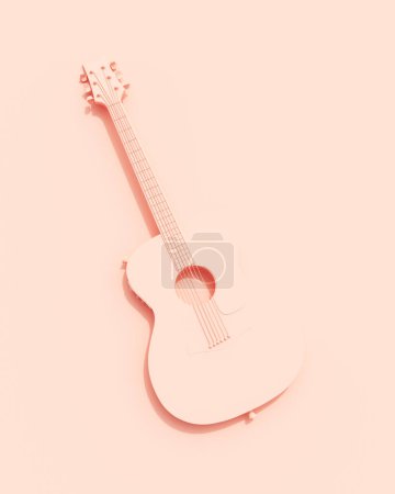 Photo for Rose pink guitar musical instruments equipment flat lay diagonal vibrant production background wallpaper 3d illustration render digital rendering - Royalty Free Image