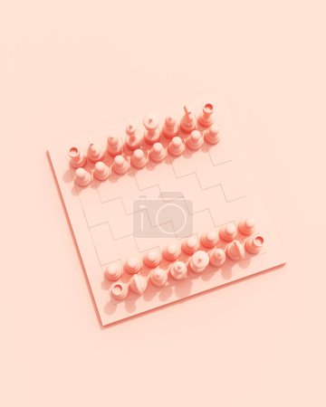 Foto de Rose piezas de tablero de ajedrez rosa elemento de diseño cuadrado rosa melocotón fondo 3d ilustración renderizado digital 3d ilustración renderizado digital - Imagen libre de derechos