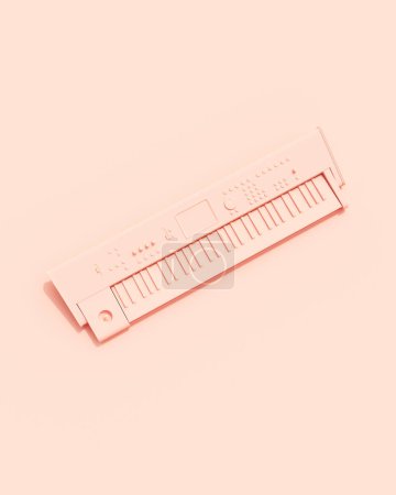 Foto de Rosa rosa teclado eléctrico retro instrumentos musicales equipo plano poner diagonal vibrante producción fondo fondo de pantalla 3d ilustración renderizado digital - Imagen libre de derechos