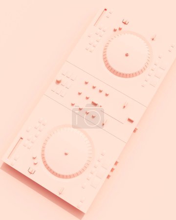 Téléchargez les photos : Rose rose DJ decks instruments de musique équipement plat lay diagonale dynamique production fond d'écran illustration 3d rendre rendu numérique - en image libre de droit