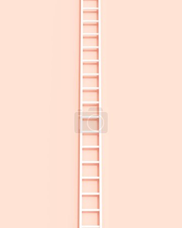 Photo for White ladder rose pink background ladder of success accomplish accomplishment climb pink peach 3d illustration render digital rendering - Royalty Free Image