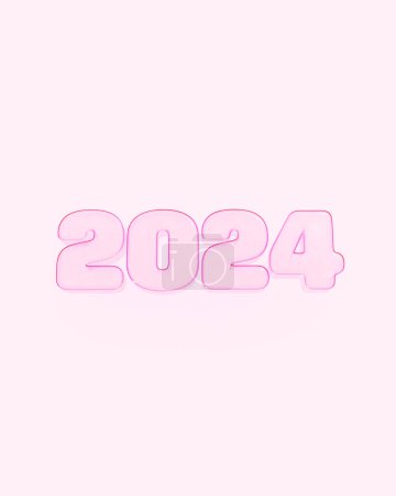 Photo for Pink new year 2024 background bubble gum pink typography celebration decoration creative simple playfulness 3d illustration render digital rendering - Royalty Free Image