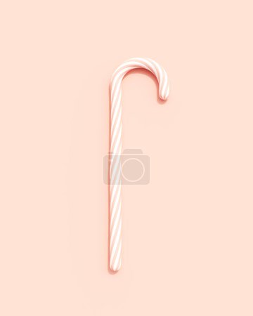 Foto de Rosa rosa caramelo caña pastel blanco rayas moderno adornos de Navidad decorado fondo 3d ilustración renderizado digital - Imagen libre de derechos
