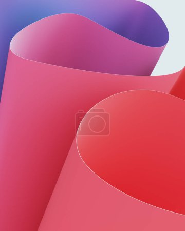 Foto de Rosa púrpura azul gradiente onda patrón plegable textura papel pintado diseño curva línea 3d ilustración renderizado digital - Imagen libre de derechos