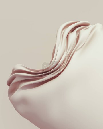 Foto de Fondos neutros tonos suaves abstractos beige marrón fondo curva plegado formas de cilindro triturado arrugado 3d ilustración renderizado digital - Imagen libre de derechos