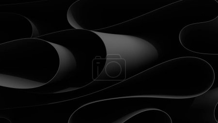 Téléchargez les photos : Fond abstrait sombre plie vagues lignes courbe mouvement noir et blanc fond d'écran illustration 3d rendre rendu numérique - en image libre de droit