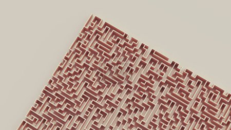 Téléchargez les photos : Labyrinthe labyrinthe beige brun géométrique conception fond ligne carré puzzle diagonale hors centre illustration 3d rendre rendu numérique - en image libre de droit