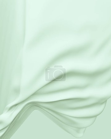 Foto de Fondos neutros verde pálido verde suave abstracto calmante fluir pliegues aplastado cubo tonos suaves 3d ilustración renderizado digital - Imagen libre de derechos